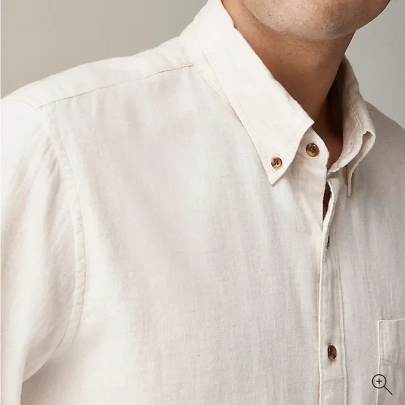 J.Crew Men's Cream Brushed Twill Shirt - Picture 2 of 3
